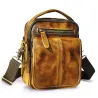 Schulter- / Umhängetasche aus Leder - mit Reißverschlüssen / Taschen