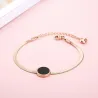Roségold Armband - schwarzer runder Anhänger mit römischen Ziffern