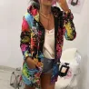 Jacket with hood - bomber - windbreaker - with pockets / zipper - colourful printJackets