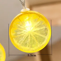 Fruchtscheiben geformte Lichterkette - batteriebetrieben / USB - Zitrone / Limette / Orange
