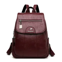 Lederrucksack - mit Handschlaufe / Reißverschlüssen