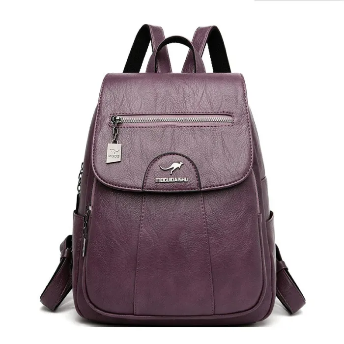 Lederrucksack - mit Handschlaufe / Reißverschlüssen