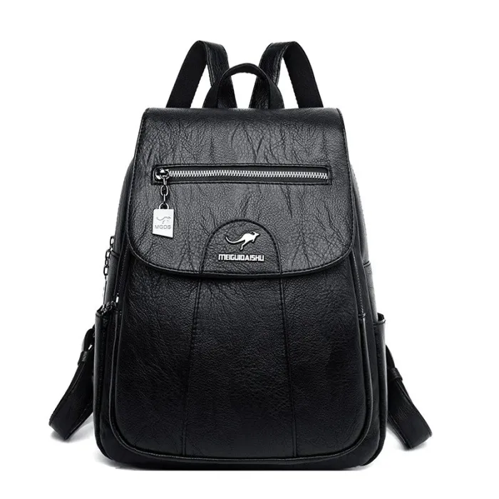 Lederrucksack - mit Handschlaufe / Reißverschlüssen