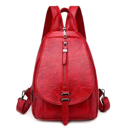 Trendiger Rucksack - Reißverschlüsse vorne / Schnalle - Wachsleder