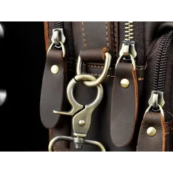 Leather shoulder / crossbody bag - with zippers / pocketsBags