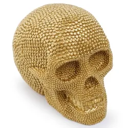 Goldener Schädel - Harzstatue - Halloween-Dekoration