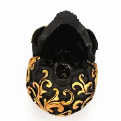 Black skull head - with golden carvings - resin statueHalloween & Party