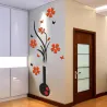 3D vase with flower tree - wall sticker - decal - removableWall stickers