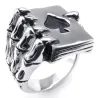 Vintage Ring - Edelstahl - Schädelklaue mit Kartenspiel