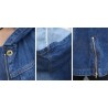 Trendy Denim lange Jacke - mit Kapuze - Reißverschlusstaschen
