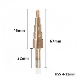 HSS-beschichteter Stufenbohrer - 4-12 mm / 4-20 mm / 4-32 - Holz- / Metallbohrung