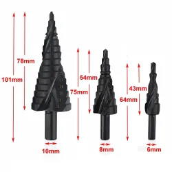 HSS-Kobalt-Stufenbohrer - Stickstoffspirale - 4-32 mm / 4-20 mm / 4-12 mm