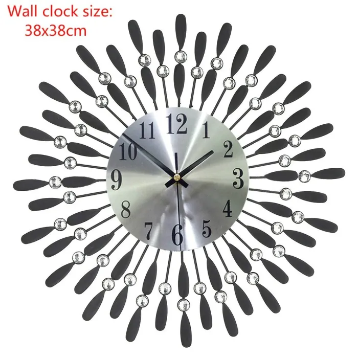 Modern wall clock - sun shape - with crystal decoration - 38 * 38cmClocks
