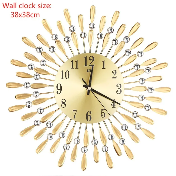 Modern wall clock - sun shape - with crystal decoration - 38 * 38cmClocks