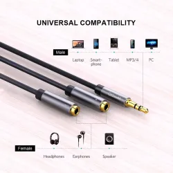 Kopfhörersplitter - AUX-Kabel - 3,5-mm-Buchse - Stecker auf 2 Buchse - für PC / MP3
