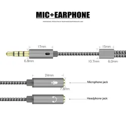 Audio-Splitter - AUX-Kabel - 1 Stecker auf 2 Buchse - 3,5-mm-Buchse