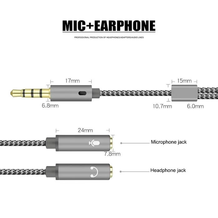Audio-Splitter - AUX-Kabel - 1 Stecker auf 2 Buchse - 3,5-mm-Buchse