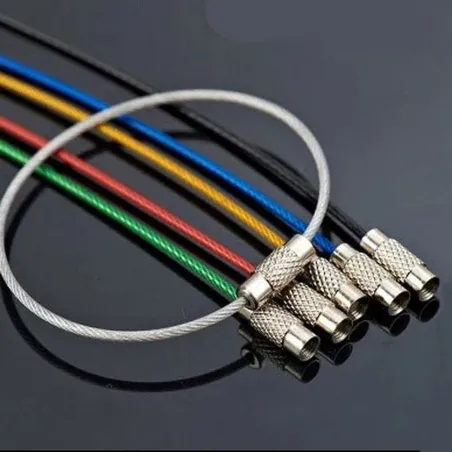 Colorful EDC keychain - stainless steel carabiner - wire cable rope - with screw lockingSurvival tools