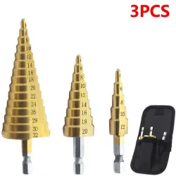 HSS-Titanbohrer - 4-12 mm / 4-20 mm / 4-32 mm - zum Schneiden von Metall / Holz - 3 Stück