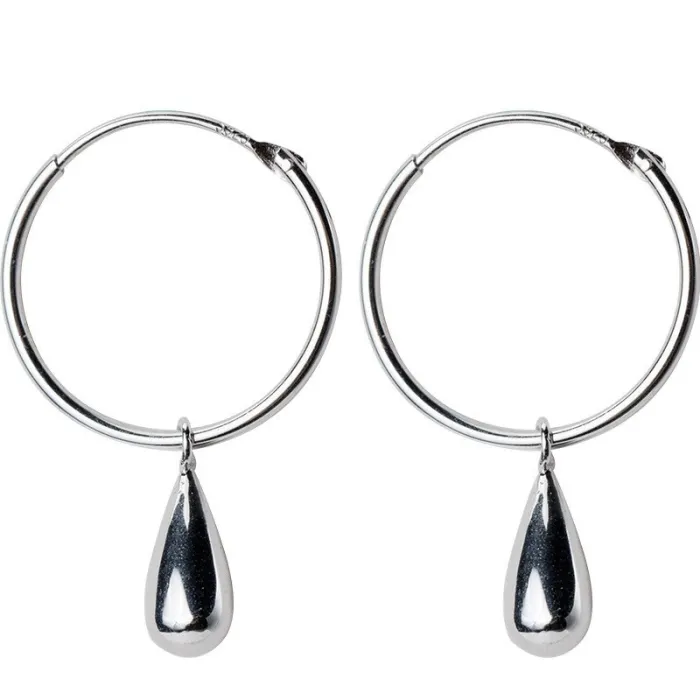 Runde Ohrringe mit Wassertropfen - 925er Sterlingsilber