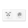 EU-Steckdose - mit USB-Anschlüssen - Kristallglasscheibe - französischer Standard