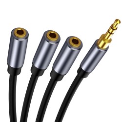 Audio-Splitter - AUX-Kabel - 3 Buchsen auf 1 Stecker - 3,5-mm-Buchse - iPhone / Samsung / MP3-Player