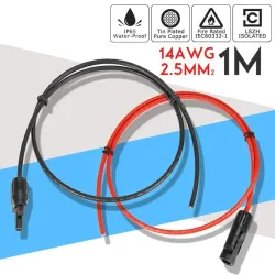 Solar panel cable - 2.5mm 14 AWG - with connector - black / red - 1M / 2M/ 3M / 5M / 10MSolar