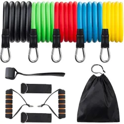 Elastic resistance bands - rubber bands - with handles - for fitness / exercise - 11 piecesEquipment