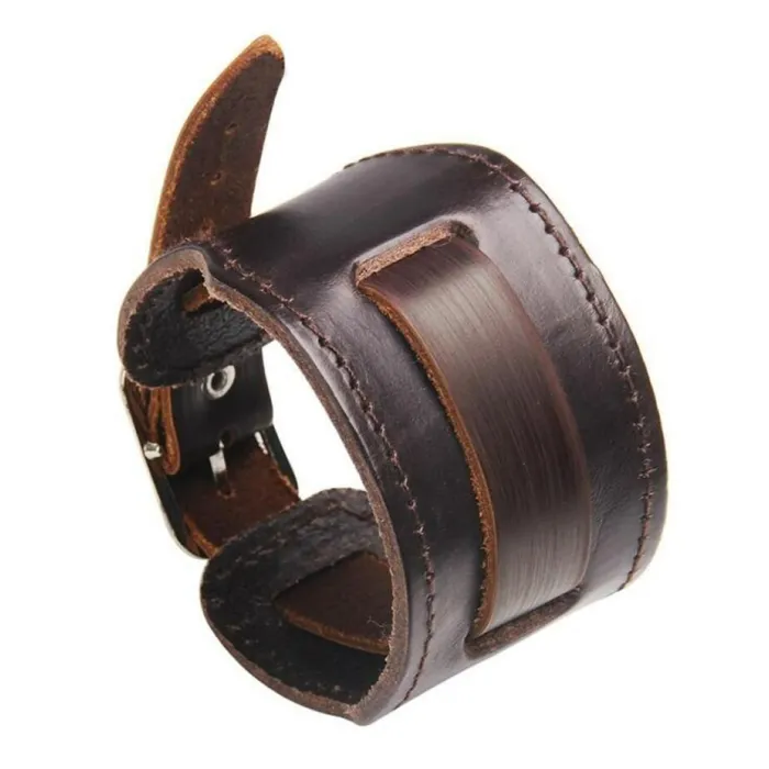 Genuine leather wide bracelet - adjustable buckleBracelets