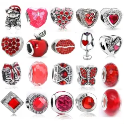 Rote Perlenanhänger - Charms - für Halsketten / Armbänder - 2 Stück