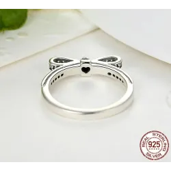 Kristallschleifenknoten - Schmuckset - Halskette / Ohrringe / Ring - 925er Sterlingsilber