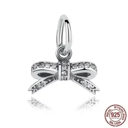 Kristall Bowknot-Anhänger - für Armbänder / Halsketten - 925er Sterlingsilber