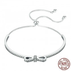 Elegant crystal bracelet with bowknot - adjustable - 925 sterling silverBracelets