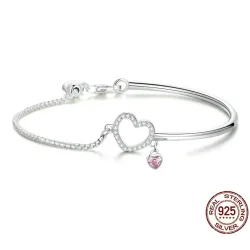 Kristallarmband - mit Miniherzen - 925er Sterlingsilber