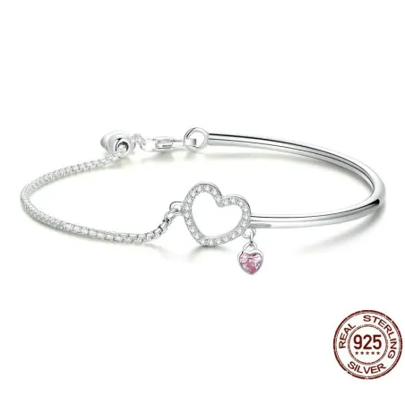 Kristallarmband - mit Miniherzen - 925er Sterlingsilber