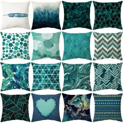 Kissenbezug - blaugrüne Farbe - Polyester - 45 * 45 cm