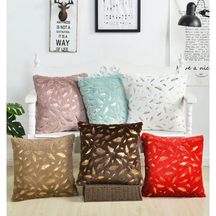 Plush pillowcase cover - with golden leaves - 45 * 45cmCushion covers