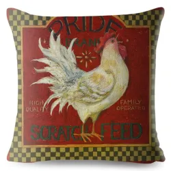 Cushion cover - rooster / chicken vintage design - 45 * 45cmCushion covers