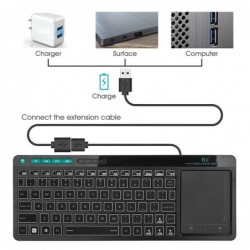 K18 Plus kabellose Tastatur - LED - Multi-Touch - Englisches / Russisches / Hebräisches Layout