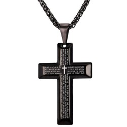 Kreuz mit Gebeten - Halskette - Edelstahl