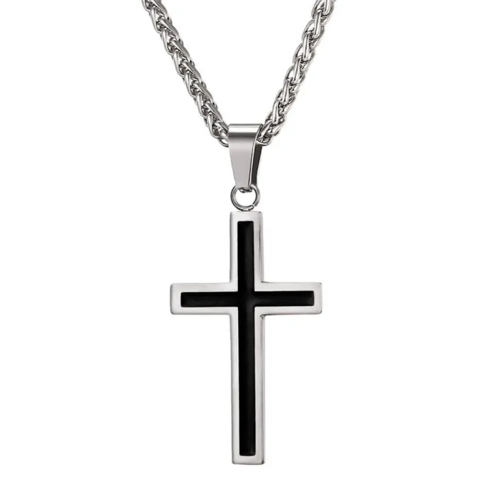Necklace with cross pendant - stainless steelNecklaces