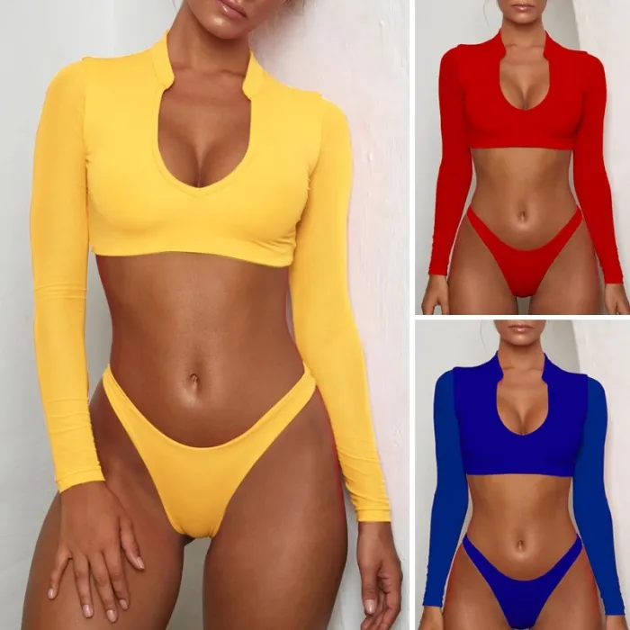 Sexy Bikini Set - String / Langarmshirt