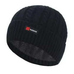 Dicke Strickmütze - mit Plüschinnenseite - unisex