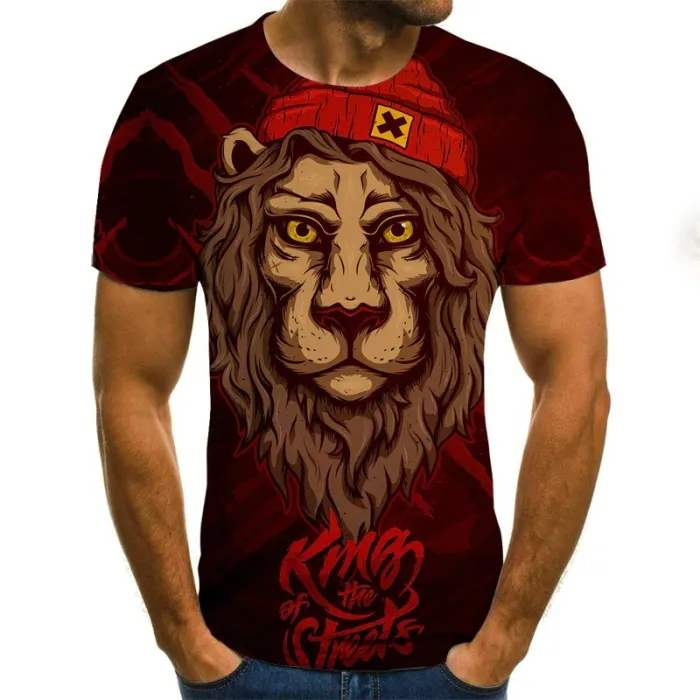 Modernes Kurzarm-T-Shirt - mit 3D-Tierdruck