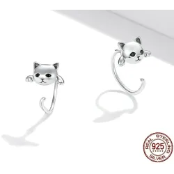 Ohrringe mit kleinem Kitty - 925er Sterlingsilber