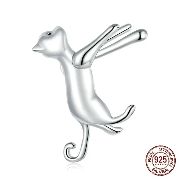 Ohrclip mit Katze - Ohrring aus 925er Sterlingsilber
