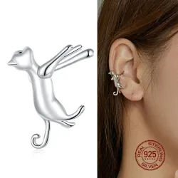 Ohrclip mit Katze - Ohrring aus 925er Sterlingsilber