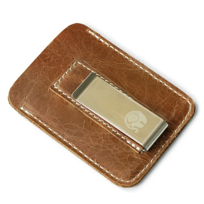 Schmales Lederportemonnaie - mit Metallclip - Geldhalter