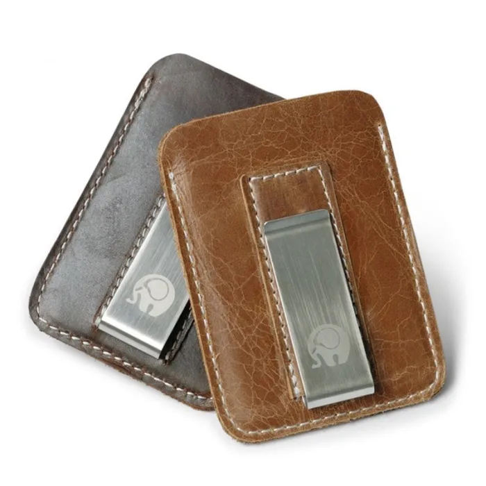 Schmales Lederportemonnaie - mit Metallclip - Geldhalter