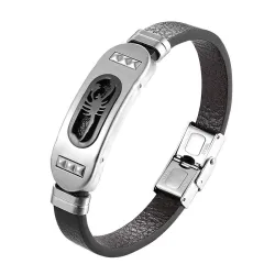 Retro Skorpion Armband - Leder - Edelstahl